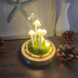 White Funny Mushroom Lamp with Side Switch