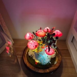 Red Dried Flower Mushroom Lamp