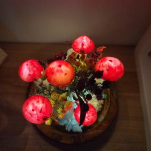 Red Dried Flower Mushroom Lamp