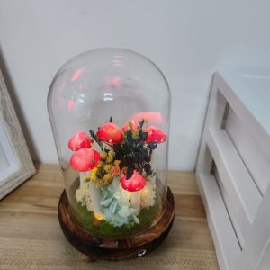 Red Dried Flower Mushroom Lamp