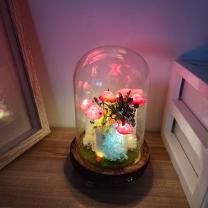 Red Dried Flower Mushroom Lamp