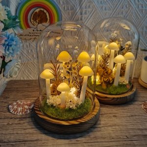 White Dried Flower Mushroom Lamp