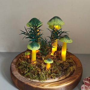 Handmade Dark Green Mushroom Lamp