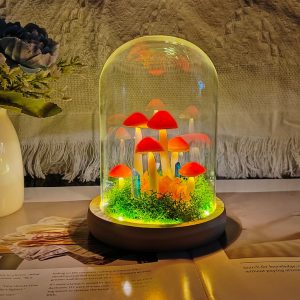 Orange Crystal Mushroom Lamp Dried Flower