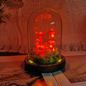 Enchanted Glow Red Dried Flower Mushroom Night Lamp