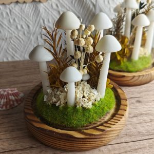 White Dried Flower Mushroom Lamp