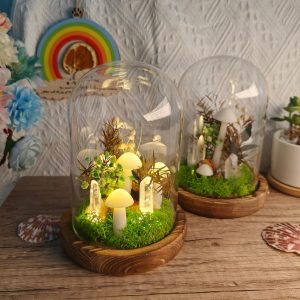 Crystal Dried Flower Mushroom Lamp