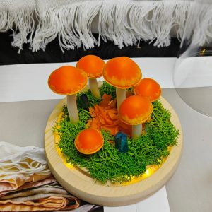 Orange Crystal Mushroom Lamp Dried Flower