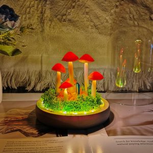 Orange Crystal Mushroom Lamp Dried Flower