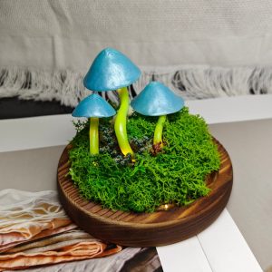 Cozy Blue Glow Mushroom Art Decor Mushroom Lamp