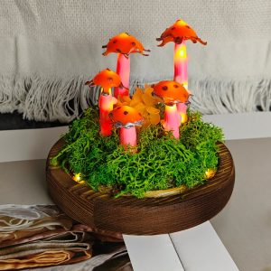 Enchanted Glow Red Dried Flower Mushroom Night Lamp