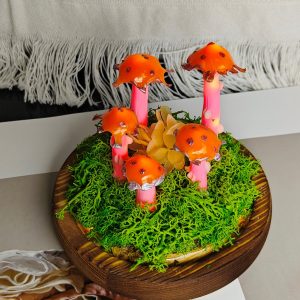 Enchanted Glow Red Dried Flower Mushroom Night Lamp