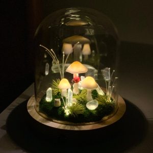 Natural Quartz Crystal Cute Mushroom Lamp