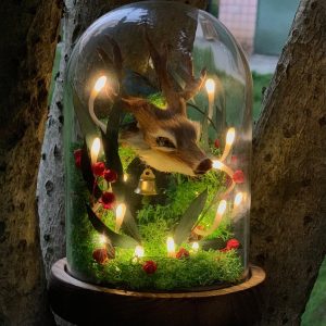 Vintage Elk Lamp with Bell Deer Lovers