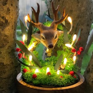 Vintage Elk Lamp with Bell Deer Lovers