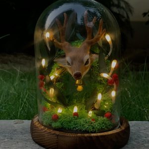 Vintage Elk Lamp with Bell Deer Lovers