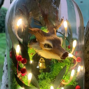 Vintage Elk Lamp with Bell Deer Lovers