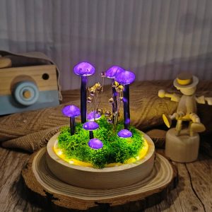 Purple Hand-Painted Mushroom Lamp