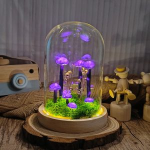 Purple Hand-Painted Mushroom Lamp