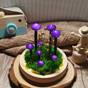 Purple Hand-Painted Mushroom Lamp