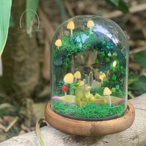 Mushroom Wreath Lamp Cute Pea Frog with Ladybug Owl  Crystal