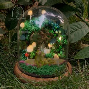 Mushroom Wreath Lamp Cute Pea Frog with Ladybug Owl  Crystal