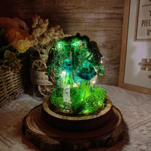 Hand Painted Green Mushroom LED Night Light