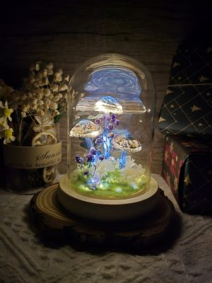 Wonderland Mushroom Room Lamp Dried Flower Night Light ( 2 pcs)