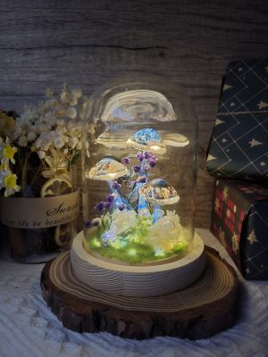 Wonderland Mushroom Room Lamp Dried Flower Night Light ( 2 pcs)